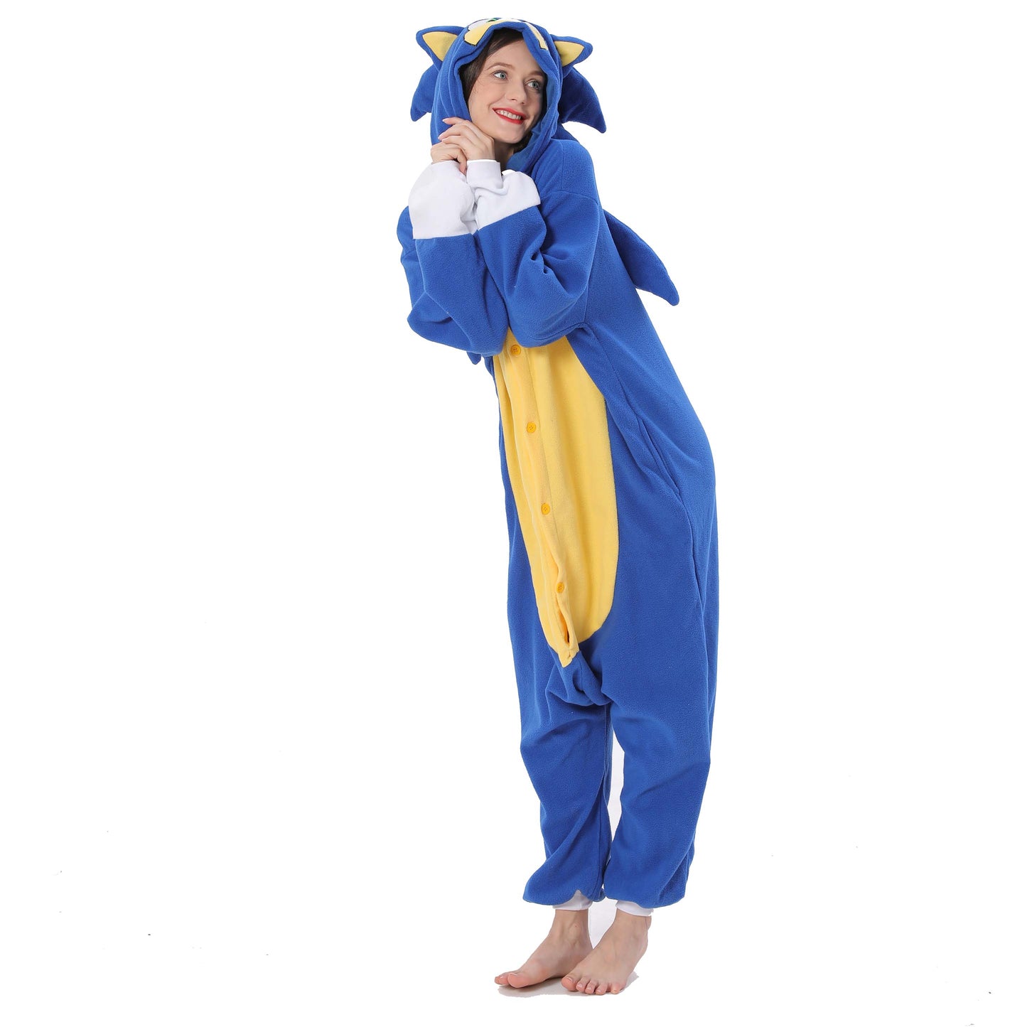 Kawaii Sonic the Hedgehog Hooded Onesie: Kigurumi Pajamas Kids & Adult Sizes Halloween Cosplay Costume