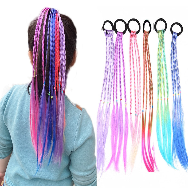 New Cute Girls Elastic Hair Rope Rubber Bands Braides Hair Accessories Wig Ponytail Hair Ring Kids Twist Braid Rope Hair Braider