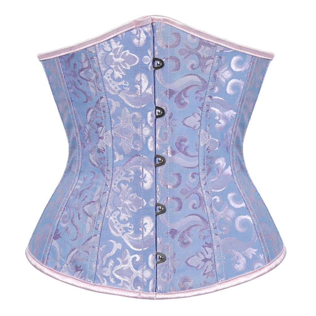 Underbust Corset Women's Underwear Waist Slimming Body Shaper Corset Top for Women Steampunk Lace-up Corset Belt White