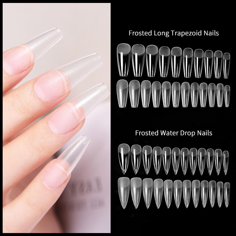 Press on Nails Coffin Nail Tips Clear Full Cover Fake Acrylic UV Gel Nails Extension System Oval Almond Sculpted False Nail Tips