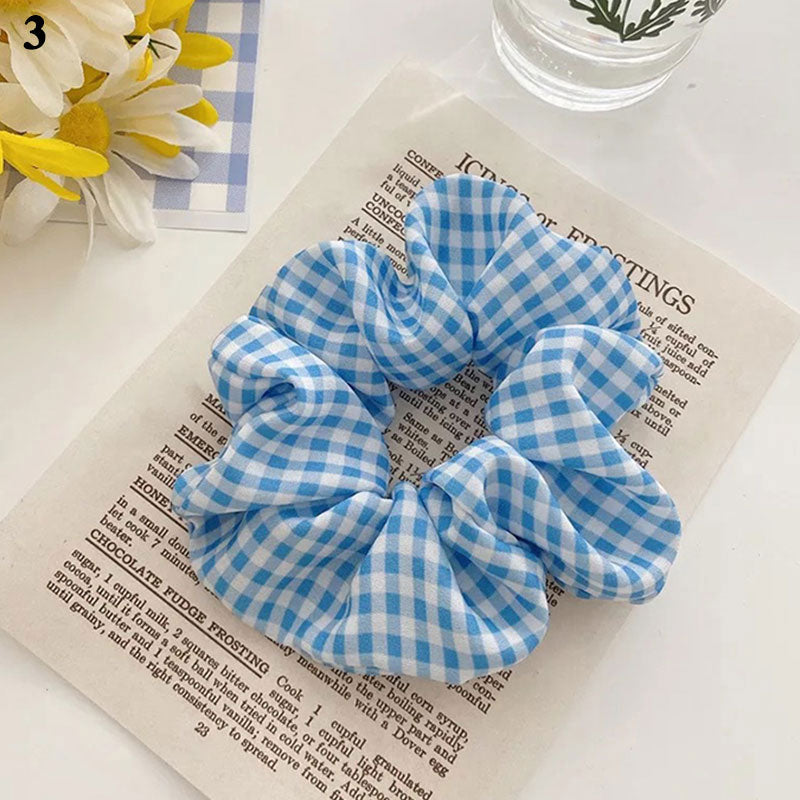 Sweet Embroidery Flowers Mesh Scrunchies Women Romantic Pink Blue Hair Rope Transparent Tulle Organza Hair Ties Hair Accessories