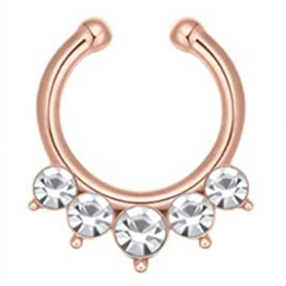 1/2Piece Stainless Stell Fake Nose Ring Septum Piercing Jewelry Crystal Fake Septum Piercing Ring Bulk Faux Nose Piercing Lot