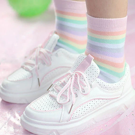 Discover the Magic of Milky Rainbow Socks Women Cute Kawaii Fashion