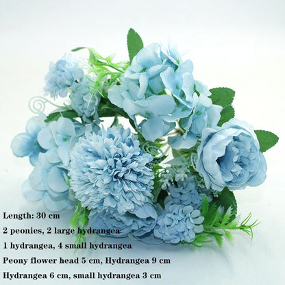 Blue variety autumn fake tea rose peony silk flower autumn gerbera daisy fake flower plastic DIY wedding home accessories