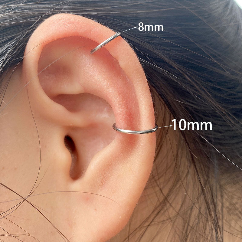 New Punk 8/10mm Titanium Steel Lip Rings Cuff Clip on Fake Labret Piercing Ear Nose Hoops Unisex Women Septum Body Jewelry