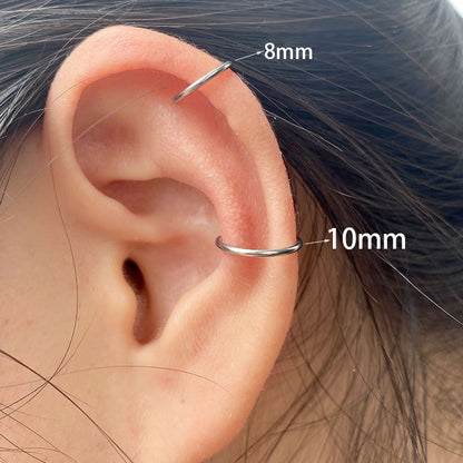 New Punk 8/10mm Titanium Steel Lip Rings Cuff Clip on Fake Labret Piercing Ear Nose Hoops Unisex Women Septum Body Jewelry