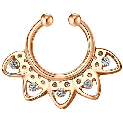 1/2Piece Stainless Stell Fake Nose Ring Septum Piercing Jewelry Crystal Fake Septum Piercing Ring Bulk Faux Nose Piercing Lot