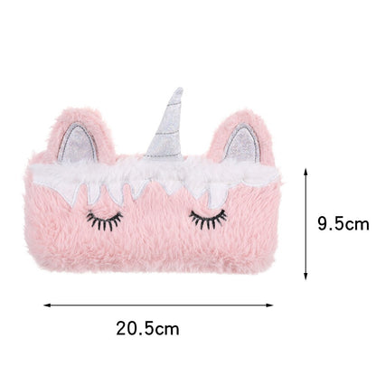 Kawaii School Pencil Case for Girls Boys Pencilcase Cute Unicorn Stationery Pen Bag Plush Cat Penal Box Large Big Pouch Supplies