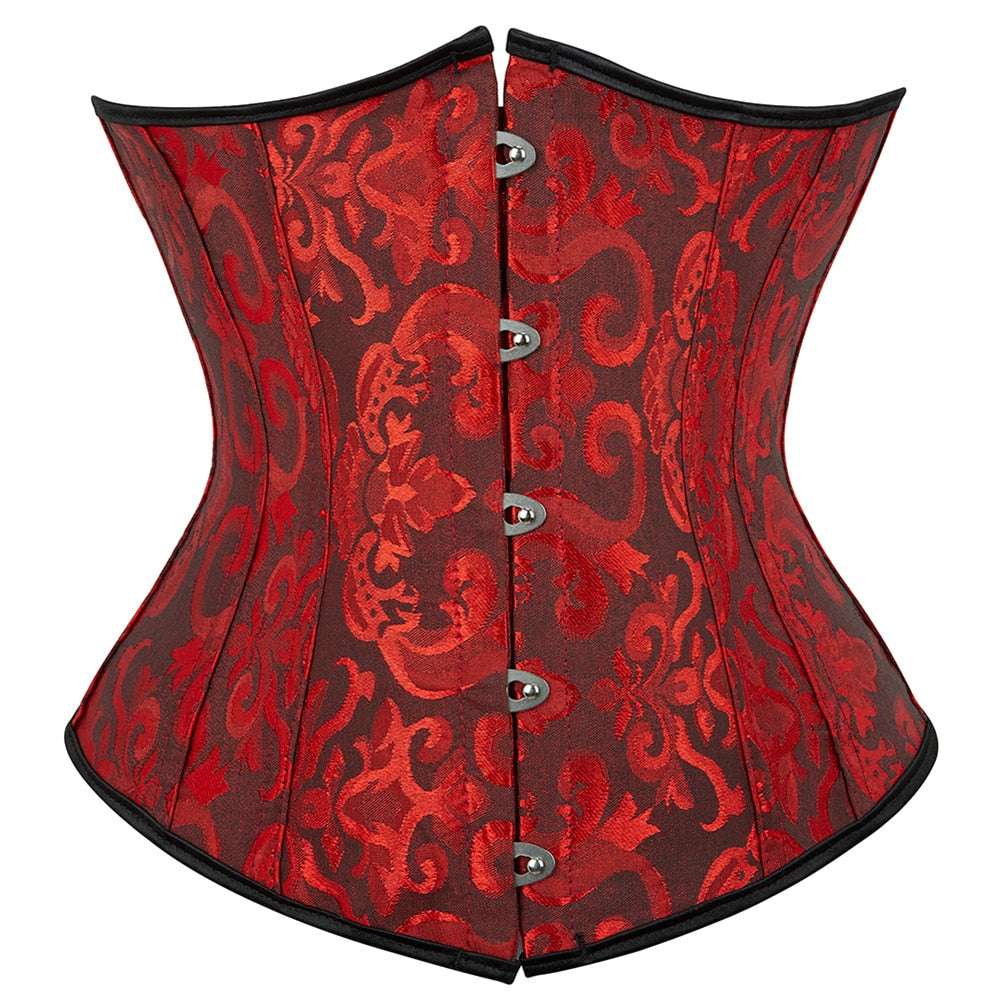 Underbust Corset Women's Underwear Waist Slimming Body Shaper Corset Top for Women Steampunk Lace-up Corset Belt White