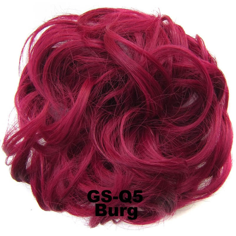 Jeedou Messy Bun Chignon Donut Hair Pad Elastic Hair Rope Rubber Band Synthetic Hairpiece Black Gary Brown Color