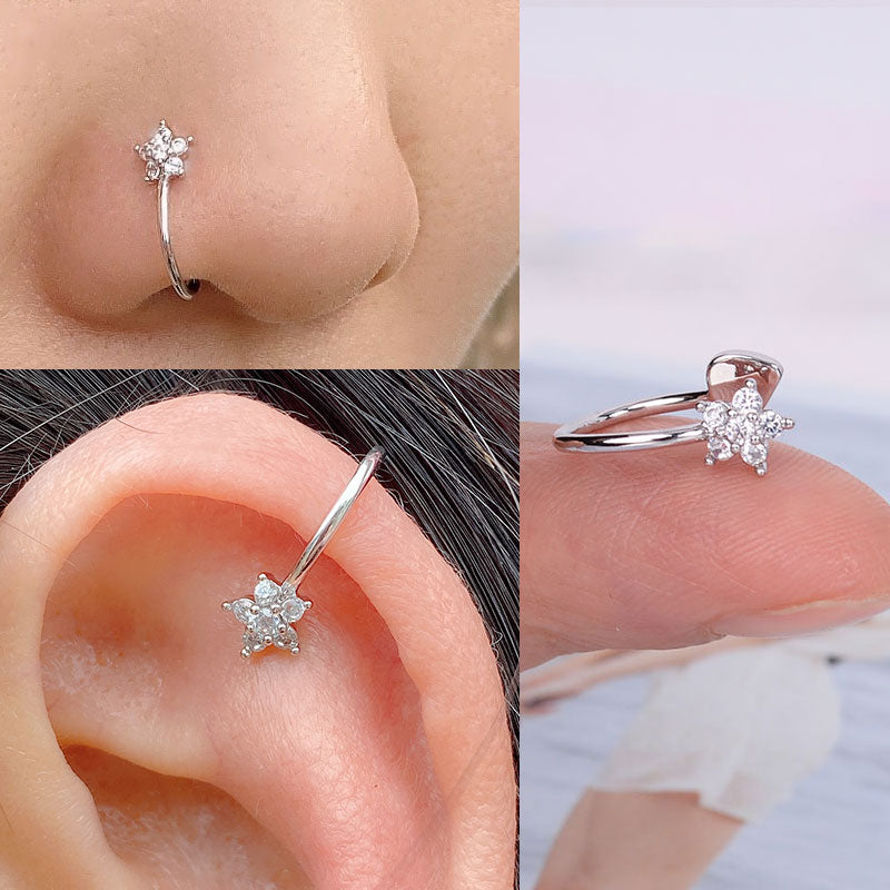 1pcs Simple Flower Shape Zircon Ear Cuff for Women Charming Crystal Clip on Earrings Earcuff Without Piercing  Fashion Jewelry