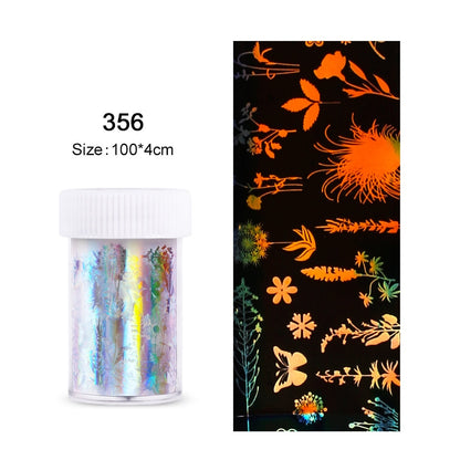 4*100cm/Roll Holographic Nail Foil Flame Dandelion Panda Bamboo Holo Nail Art Transfer Sticker Water Slide Nail Art Decals