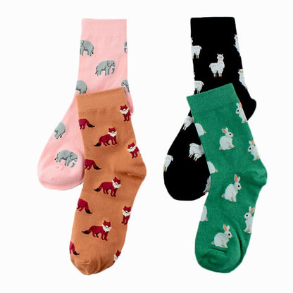 Peonfly brand Japan Harajuku Rabbit Cat Fox Animals Women Socks Kawaii Cute Women Cartoon Funny Socks Eu35-40