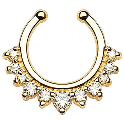 1/2Piece Stainless Stell Fake Nose Ring Septum Piercing Jewelry Crystal Fake Septum Piercing Ring Bulk Faux Nose Piercing Lot