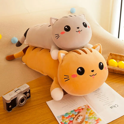 Long Cat Plush Pillow 130cm Kitten Stuffed Animal Plushies Soft Doll Toy Bed Sofa Girls Home Decor Kids Gift