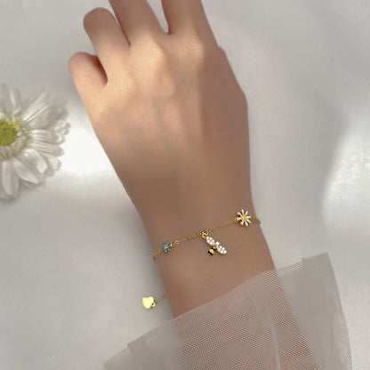 VENTFILLE 925 Sterling Silver Diamond-Studded Butterfly Bracelet Women's Fashion Temperament Flower Adjustable Bracelet