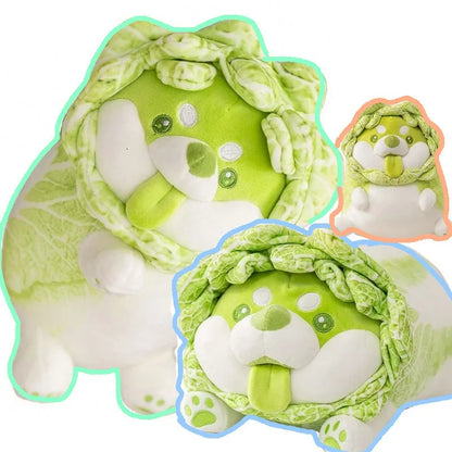 Cute Creative Cabbage Shiba Inu Dog Japan Vegetable Dog Plush Toys Throw Pillow Stuffed Animal Sofa Cushion Xmas Gift