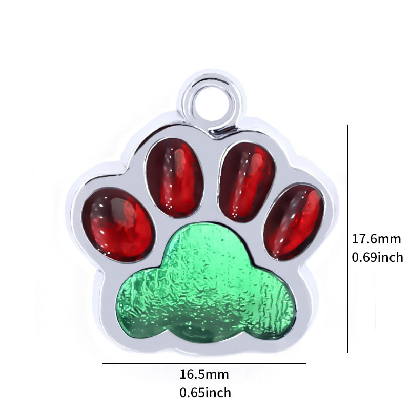 Personalized Dog Cat Tags Engraved Cat Dog Puppy Pet ID Name Collar Tag Pendant Pet Accessories Paw Glitter Pendant