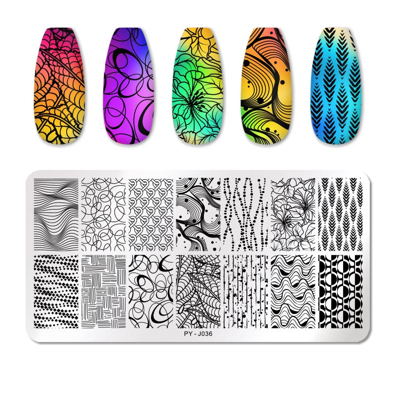 PICT YOU Rose Flower Nail Stamping Plates  Line Pictures Nail Art Plate Stamp Template Marble Leaves Image Printing Plates Tools