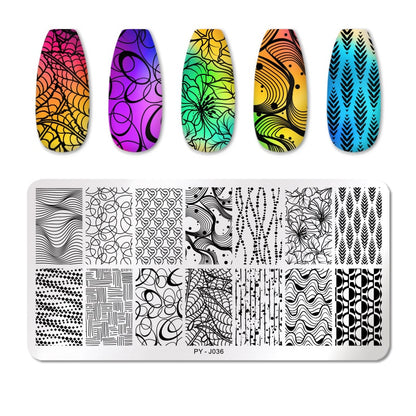 PICT YOU Rose Flower Nail Stamping Plates  Line Pictures Nail Art Plate Stamp Template Marble Leaves Image Printing Plates Tools