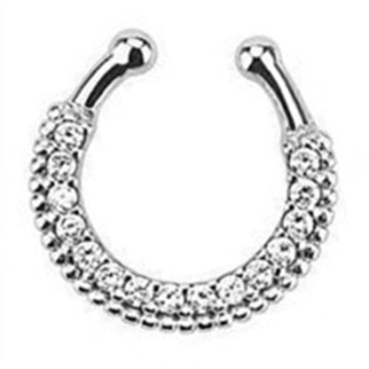 1/2Piece Stainless Stell Fake Nose Ring Septum Piercing Jewelry Crystal Fake Septum Piercing Ring Bulk Faux Nose Piercing Lot