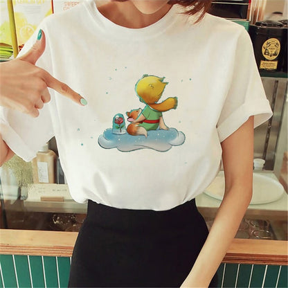 Hot Spring Summer Little Prince Graphic Women's T-Shirt Little Prince Graphic Tees Vouge Shirts For women O-Neck Short Sleeve