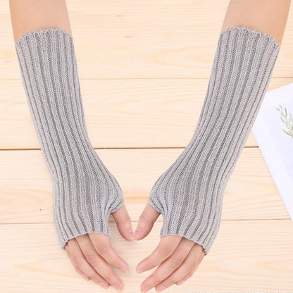 New Women Fingerless Gloves Arm Warmers Goth Knitted Kawaii Work Gloves Ankle Wrist Sleeves Harajuku Anime Cosplay Accessories