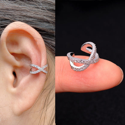 1pcs Simple Flower Shape Zircon Ear Cuff for Women Charming Crystal Clip on Earrings Earcuff Without Piercing  Fashion Jewelry