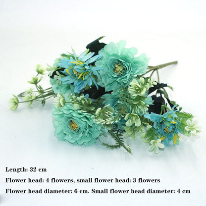 Blue variety autumn fake tea rose peony silk flower autumn gerbera daisy fake flower plastic DIY wedding home accessories