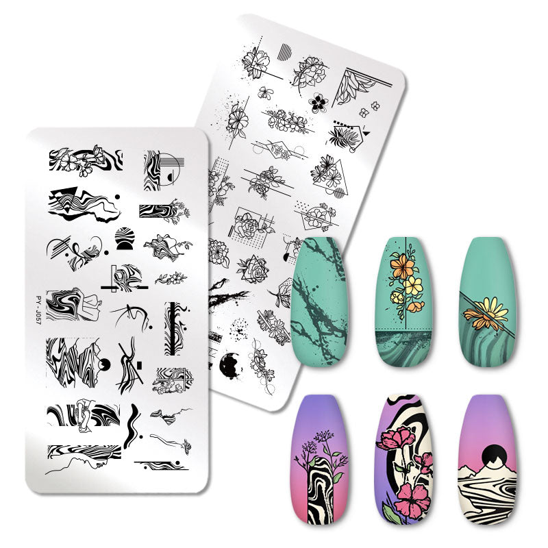 PICT YOU Rose Flower Nail Stamping Plates  Line Pictures Nail Art Plate Stamp Template Marble Leaves Image Printing Plates Tools