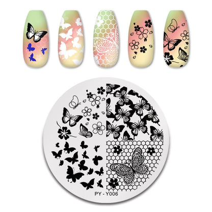 PICT YOU Rose Flower Nail Stamping Plates  Line Pictures Nail Art Plate Stamp Template Marble Leaves Image Printing Plates Tools