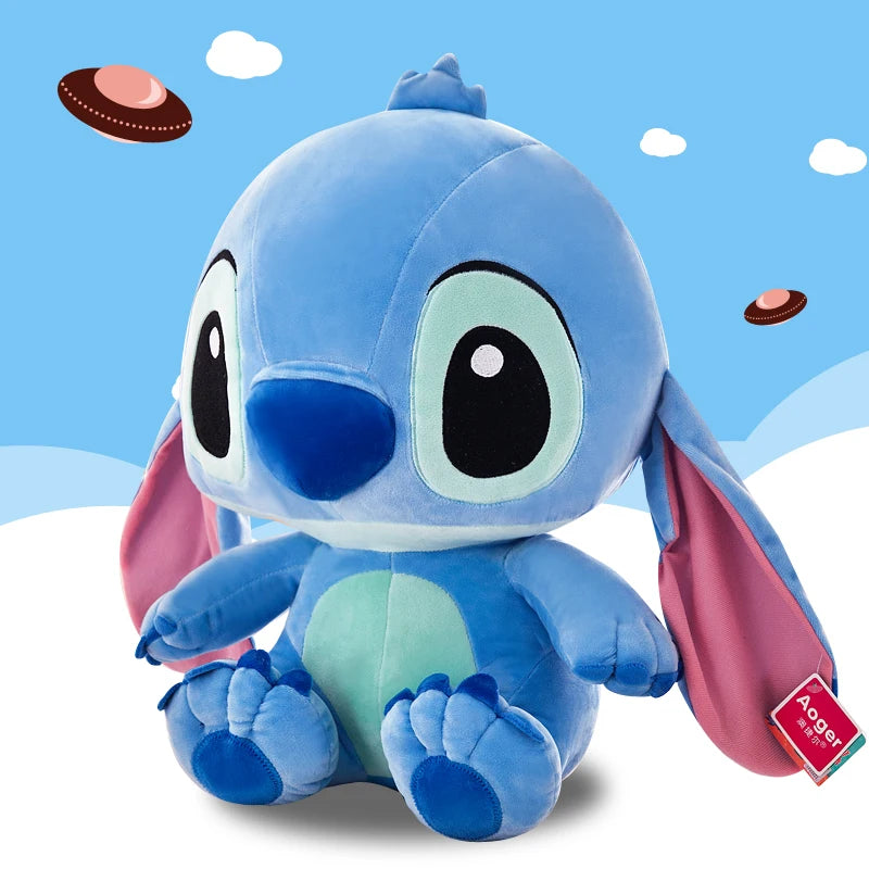 Big Size Disney Stitch Plush Doll Kawaii Soft Blue Pink Elf Cartoon Anime Movie Stuffed Toy Christmas Gift