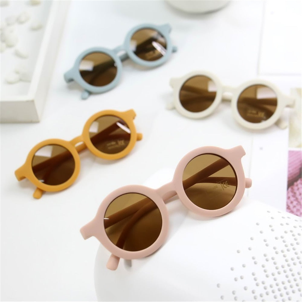 New Fashion Children's Sunglasses Infant's Retro Solid Color Ultraviolet-proof Round Convenience Glasses Eyeglass For Kids