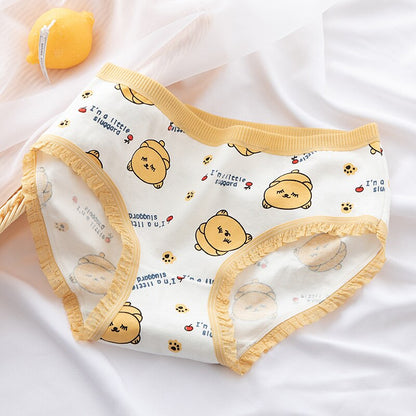 Giczi Cartoon Cotton Women's Panties Sweet Breathable Underwear Lovely Strawberry Briefs Girls Underpants Skin-Friendly Lingerie