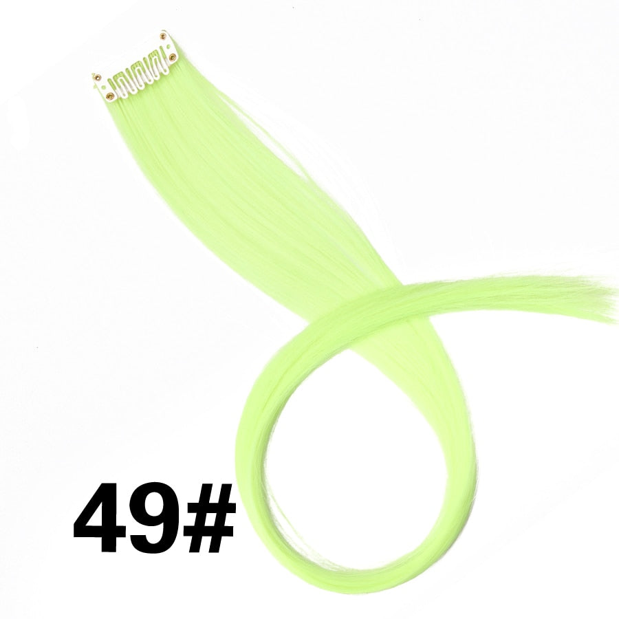 Alileader Clip On Hair Extension 57Color Ombre Straight Hair Extension Clip In Hairpieces High Temperature Faber Hair Pieces