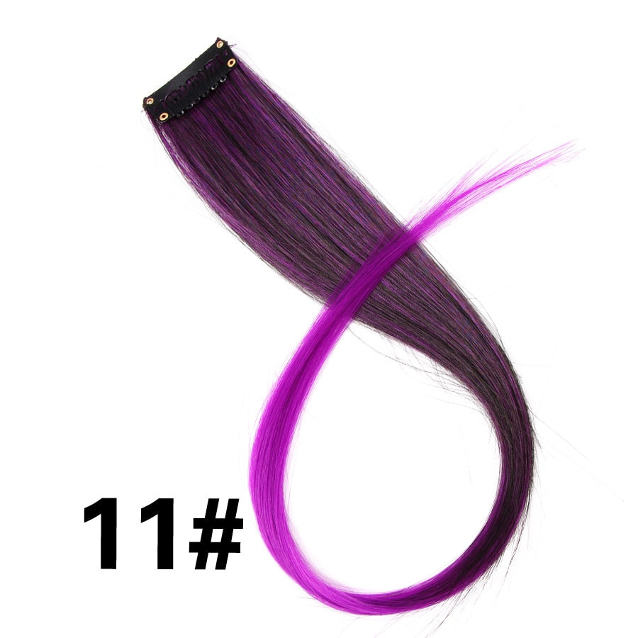 Alileader Clip On Hair Extension 57Color Ombre Straight Hair Extension Clip In Hairpieces High Temperature Faber Hair Pieces