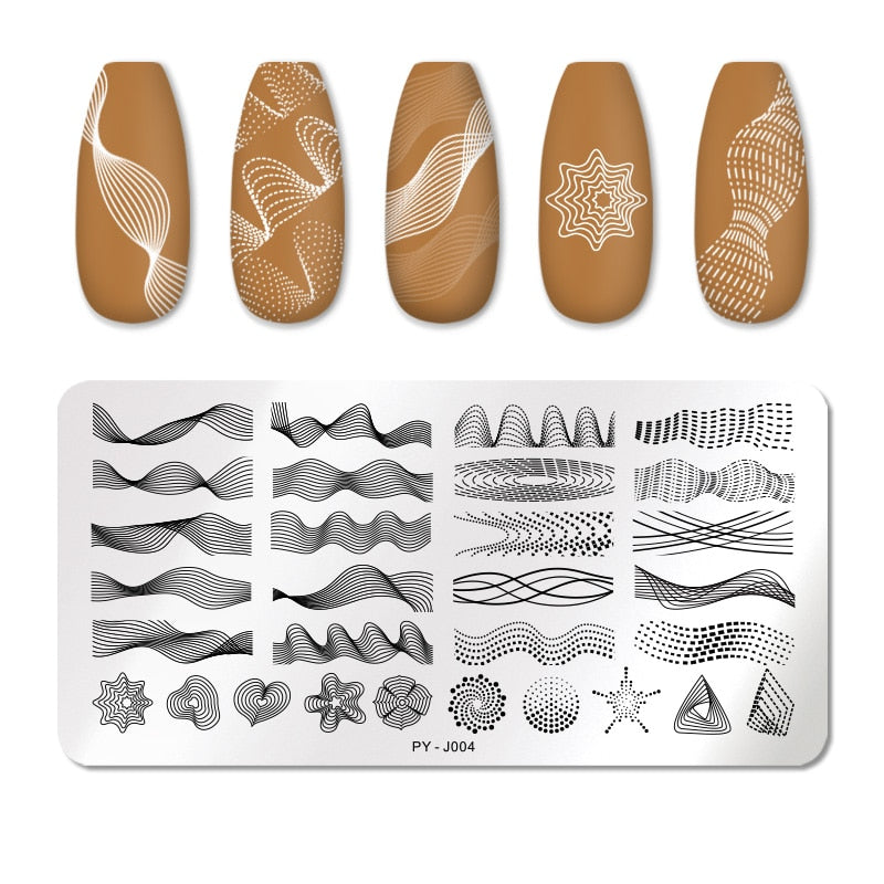 PICT YOU Rose Flower Nail Stamping Plates  Line Pictures Nail Art Plate Stamp Template Marble Leaves Image Printing Plates Tools