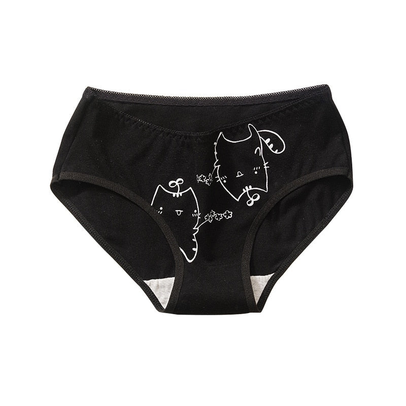 5Pcs/set Cotton Underwear Cute Cartoon Cat Panties for Woman Girl Soft Pantys Plus Size Breathable Briefs Female Lingerie