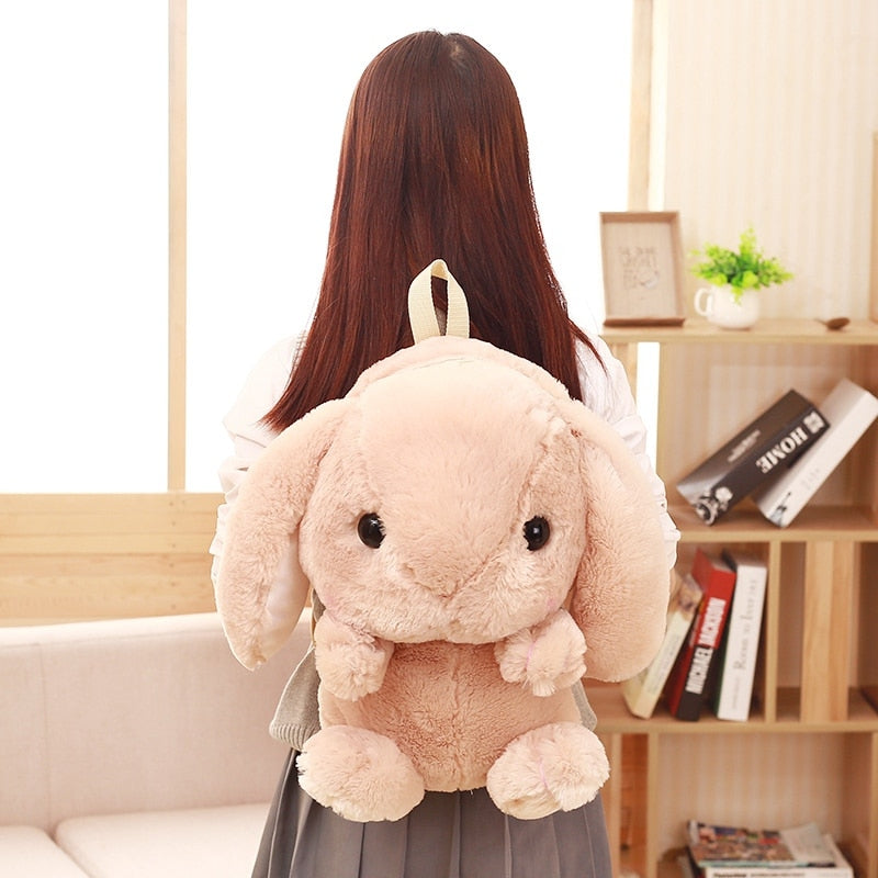 Long Ear Rabbit Plush Bag Cute Doll Kawaii Shoulder Backpack Crossbody Bag Coin Purse Messenger Bags Plush Toy Girls Gift