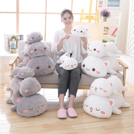 35cm Kawaii Sleeping Cat Plush Toys Stuffed Cute Cat Doll Lovely Animal Pillow Soft Cartoon Toys for Children Girls Christmas Gift