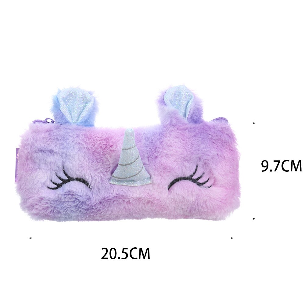 Kawaii School Pencil Case for Girls Boys Pencilcase Cute Unicorn Stationery Pen Bag Plush Cat Penal Box Large Big Pouch Supplies