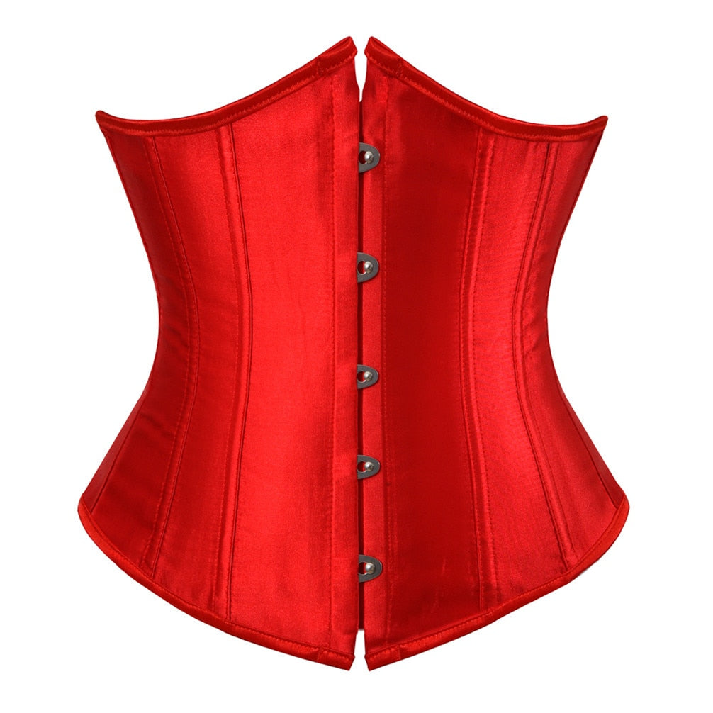 Underbust Corset Women's Underwear Waist Slimming Body Shaper Corset Top for Women Steampunk Lace-up Corset Belt White