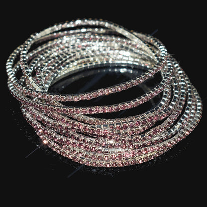 10 Pieces of Ladies Transparent Shiny Crystal Bracelet 27 Colors Full Rhinestone Elastic Bracelet Women Wristband Bracelet Gift