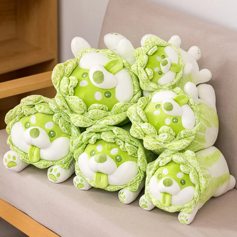 Cute Creative Cabbage Shiba Inu Dog Japan Vegetable Dog Plush Toys Throw Pillow Stuffed Animal Sofa Cushion Xmas Gift