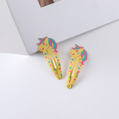 New Girls Cartoon Pattern Hairpins Cute Animal Rainbow Sweet Hair Clips Kids BB Clips Hair Accessories Fashion Barrettes Gift