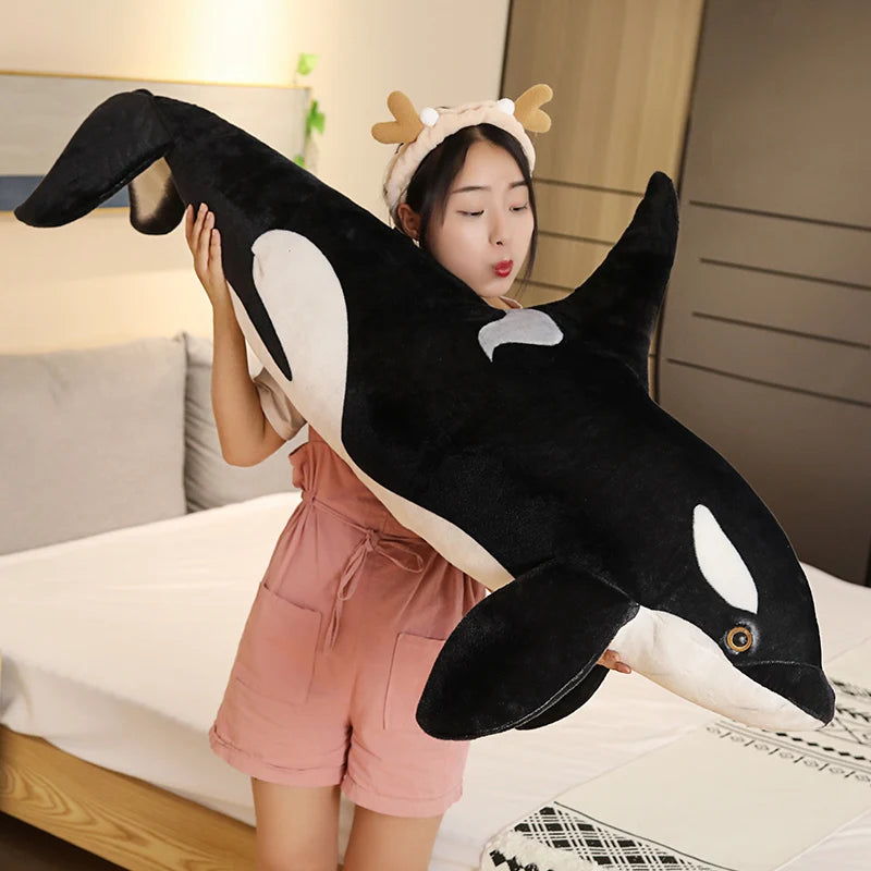 GIANT Orca Plush Toy 50/75CM Big Jumbo Killer Whale Stuffed Animal Large Fish Plushies Black White Soft Doll Sleeping Pillow Hug Kids Girls Gift