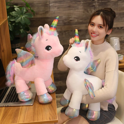 40cm Unicorn Plush Toy Rainbow With Wings Stuffed Animal Doll Toys for Girl Children Birthday Gift Pillow