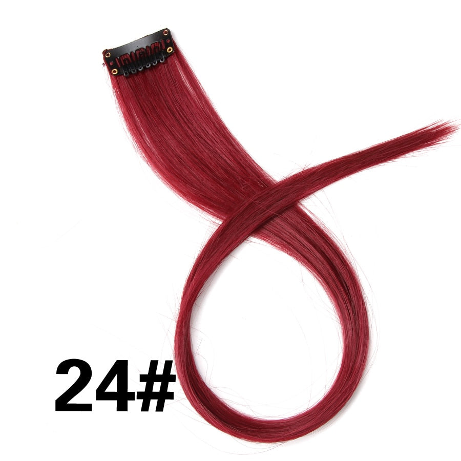 Alileader Clip On Hair Extension 57Color Ombre Straight Hair Extension Clip In Hairpieces High Temperature Faber Hair Pieces