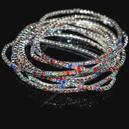 10 Pieces of Ladies Transparent Shiny Crystal Bracelet 27 Colors Full Rhinestone Elastic Bracelet Women Wristband Bracelet Gift