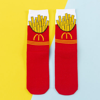Women Socks Funny Cute Cartoon Fruits Banana Avocado Lemon Egg Cookie Donuts Food Happy Japanese Harajuku skateboard Socks
